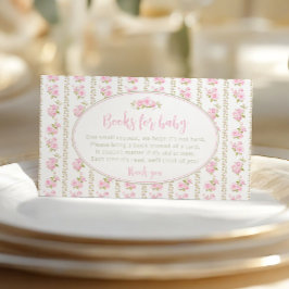 Tarjeta De Recepción Libros florales vintage rosados elegantes para beb