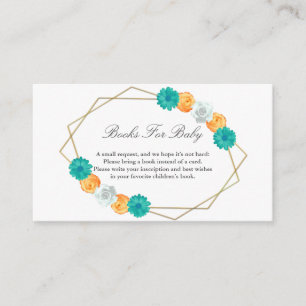 Tarjeta De Recepción Libros Geométricos Florales Verde azulados naranja