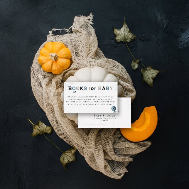 Tarjeta De Recepción Libros Insertar Baby Shower de monstruo de Hallowe (fall baby shower books insert card we created a monster cute adorable watercolor october november)
