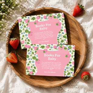 Tarjeta De Recepción Libros Lindos de Flores Rosadas y Bayas Dulces par