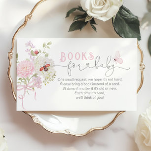 Tarjeta De Recepción Libros Love Bug para bebé Wildflowers Lazo Rosa