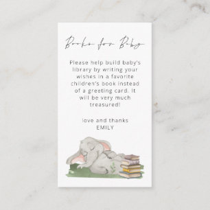 Tarjeta De Recepción Libros manuscritos de elefantes para Baby Shower