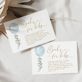 Tarjeta De Recepción Libros minimalistas de eucalipto con globos azules