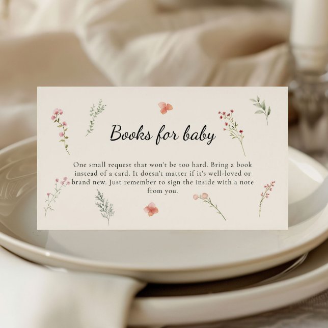 Tarjeta De Recepción Libros Mínimos De Baby Shower De Flores Silvestres (Subido por el creador)