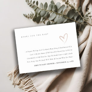 Tarjeta De Recepción Libros Mínimos de Corazón Rosado para Baby Shower