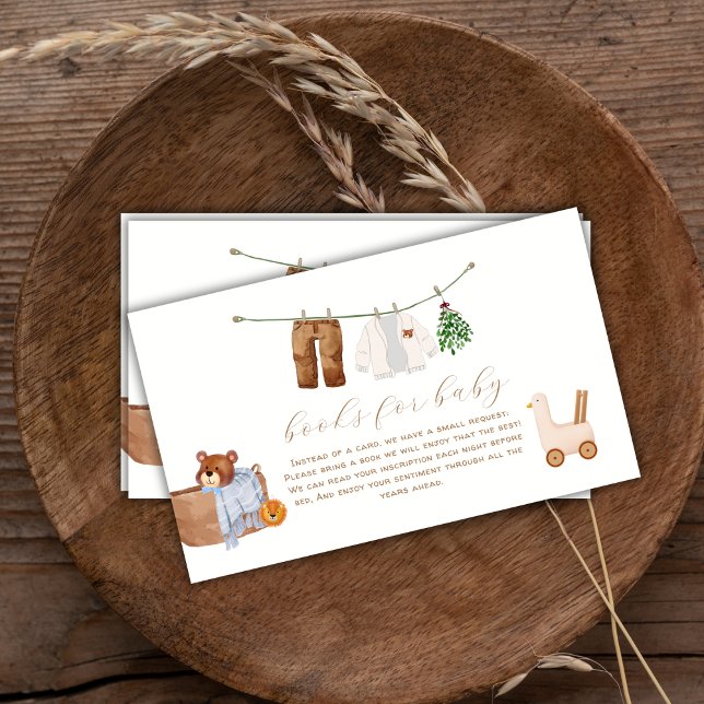 Tarjeta De Recepción Libros Mínimos De Ropa Boho Para Baby Shower (Minimal Boho Boy Clothes Books For Baby Shower Enclosure Card)