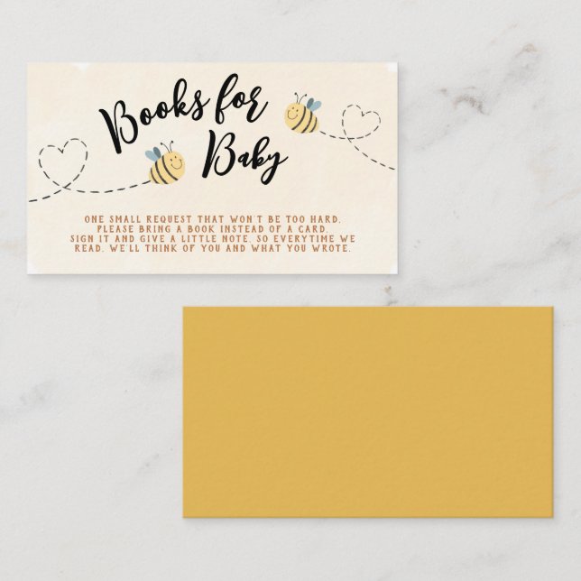 Tarjeta De Recepción Libros modernos de abejas para Baby Shower (Anverso / Reverso)