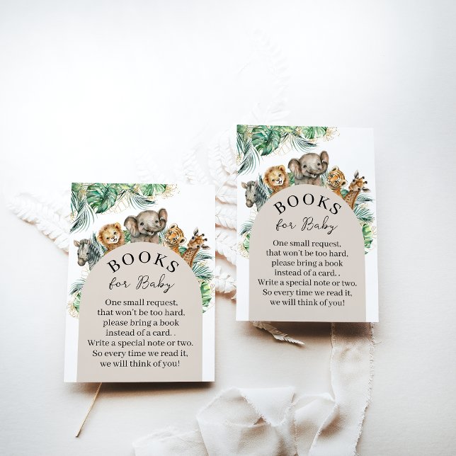 Tarjeta De Recepción Libros modernos de Baby Shower de Safari Animal Ju (Subido por el creador)