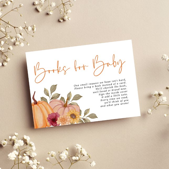 Tarjeta De Recepción Libros modernos de calabaza de otoño para Baby Sho (Subido por el creador)