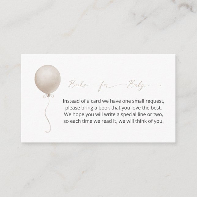 Tarjeta De Recepción Libros modernos de globos Baby Shower para bebé (Anverso)