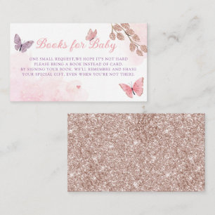 Tarjeta De Recepción Libros modernos de mariposa color boho para bebés