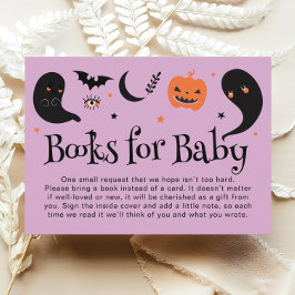 Tarjeta De Recepción Libros morados de Baby Shower de Halloween para be