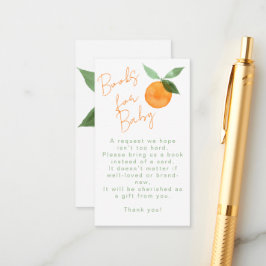 Tarjeta De Recepción Libros Naranjas De Acuarela Adorables Para Baby Sh