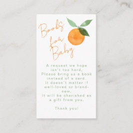 Tarjeta De Recepción Libros Naranjas De Acuarela Adorables Para Baby Sh