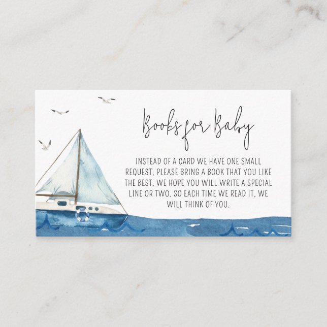 Tarjeta De Recepción Libros náuticos de Baby Shower para el bebé (Anverso)