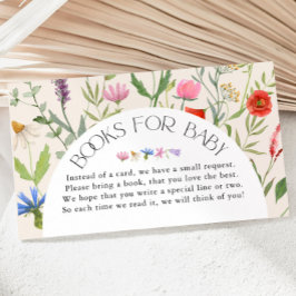 Tarjeta De Recepción Libros neutrales Beige-flor silvestre para Baby Sh
