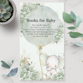 Tarjeta De Recepción Libros neutrales de elefante vegetal verde sabio p