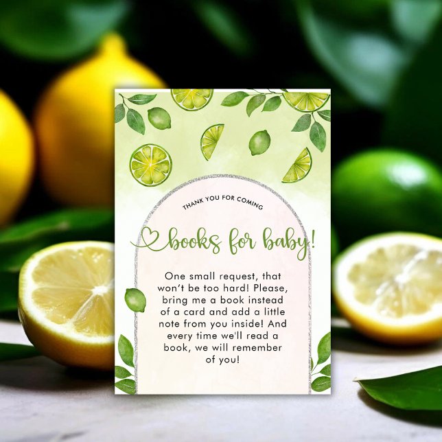 Tarjeta De Recepción Libros neutrales de género de cítricos de cal fres (Fresh Lime Citrus Gender Neutral Books for Baby Enclosure Card)