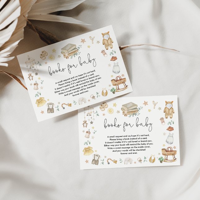 Tarjeta De Recepción Libros neutrales modernos para bebés en guarderías (Subido por el creador)