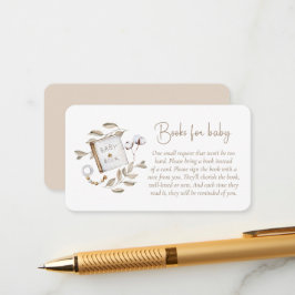 Tarjeta De Recepción Libros Neutros De Eucalipto Baby Shower Para El Be