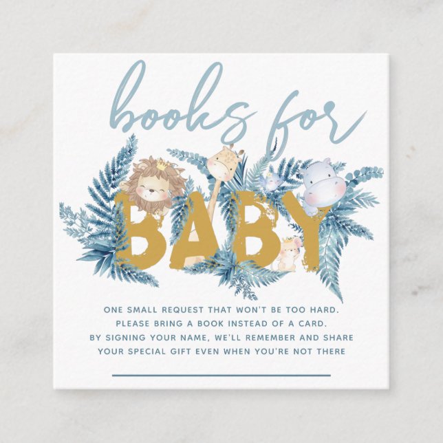 Tarjeta De Recepción Libros para animales de Safari para bebés (Anverso)