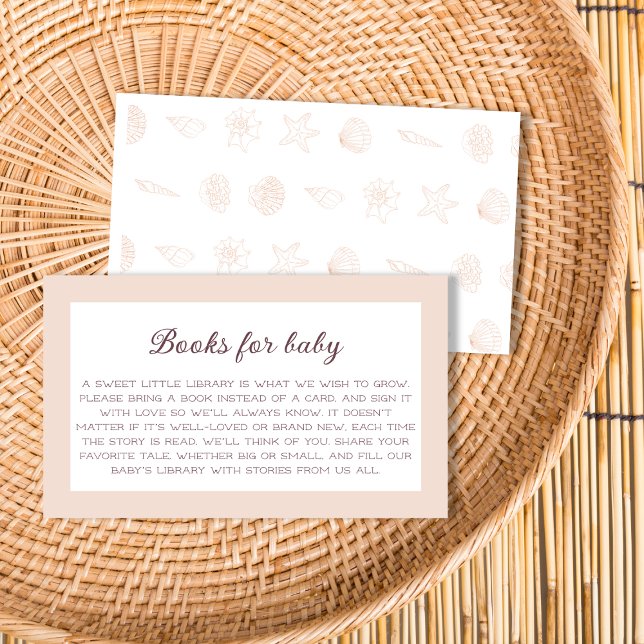 Tarjeta De Recepción Libros Para Baby Beach Seashell Baby Shower (Books For Baby Beach Seashell Baby Shower Enclosure Card)