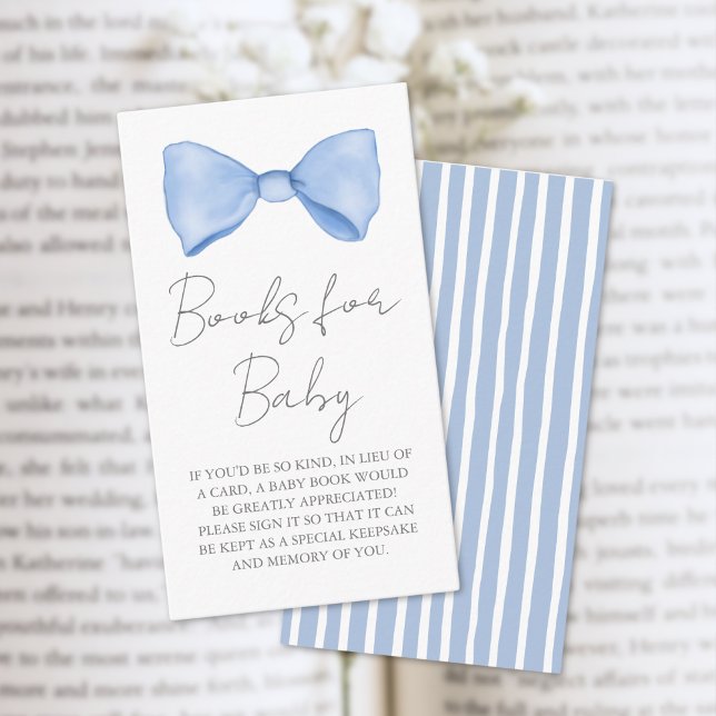 Tarjeta De Recepción Libros para Baby Blue Bow Baby Shower (Books For Baby Blue Bow Baby Shower Enclosure Card)