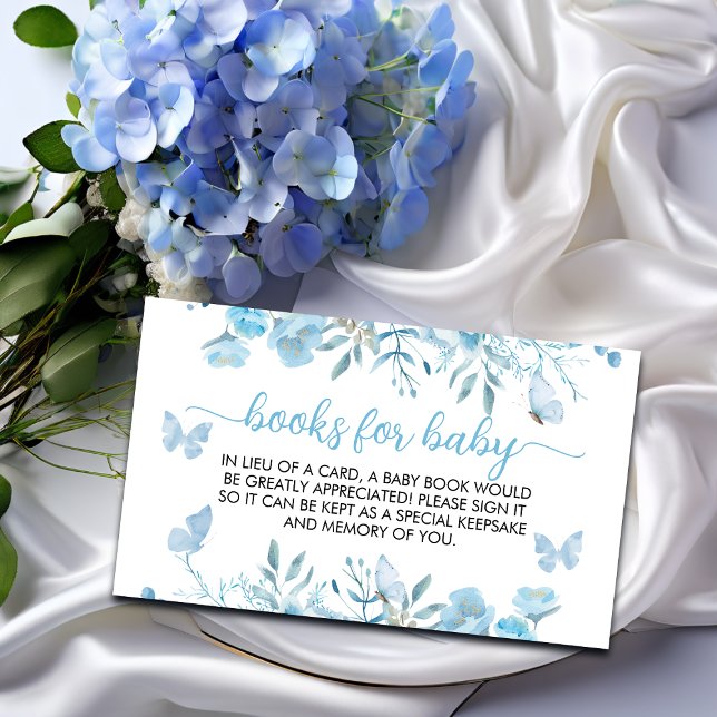 Tarjeta De Recepción Libros para Baby Blue Floral Baby Shower (Subido por el creador)