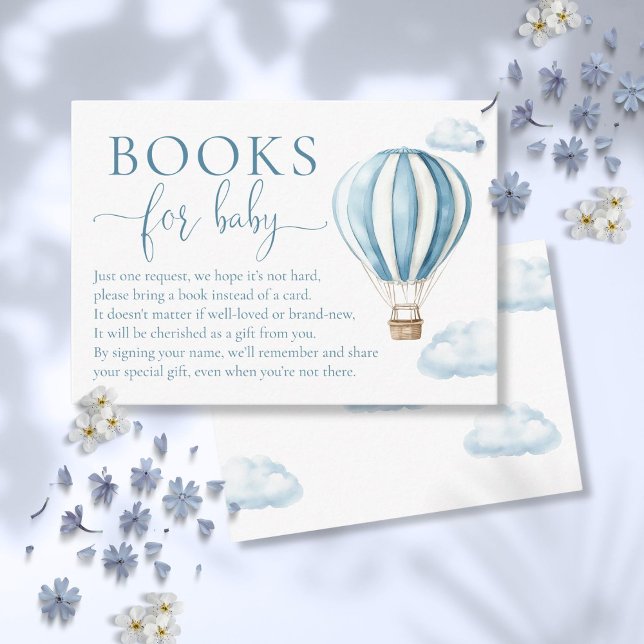 Tarjeta De Recepción Libros Para Baby Blue Hot Air Balloon Baby Shower (Books For Baby Blue Hot Air Balloon Baby Shower Enclosure Card)