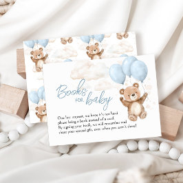 Tarjeta De Recepción Libros para Baby Blue Teddy Bear Baby Shower