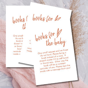 Tarjeta De Recepción Libros Para Baby Boho Minimalista Heart Terracotta
