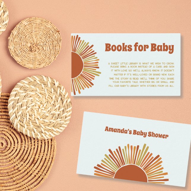 Tarjeta De Recepción Libros Para Baby Boho Retro Boy Baby Shower (Books For Baby Boho Retro Boy Baby Shower Enclosure Card)