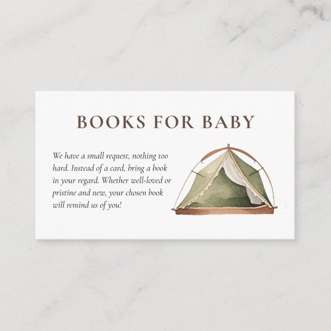 Tarjeta De Recepción Libros para Baby Camping Forest Baby Shower (Anverso)