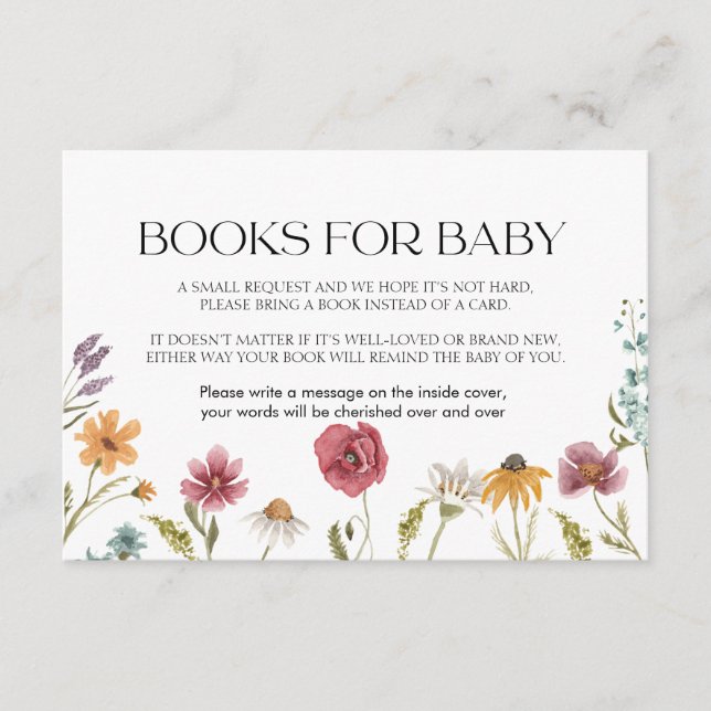 Tarjeta De Recepción Libros para Baby Card Floral (Anverso)