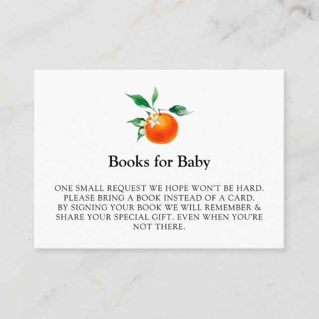 Tarjeta De Recepción Libros para Baby Clementine Baby, Naranja Baby Sho (Anverso)