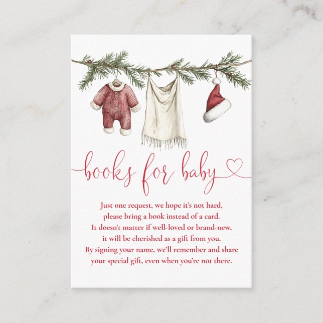 Tarjeta De Recepción Libros Para Baby Clothesline Winter Baby Shower (Anverso)