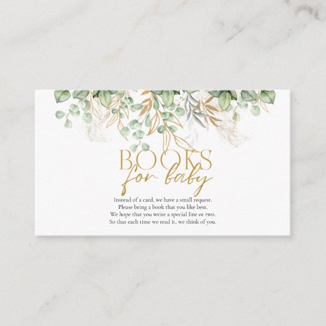 Tarjeta De Recepción Libros Para Baby Eucalyptus Green Baby Shower (Anverso)