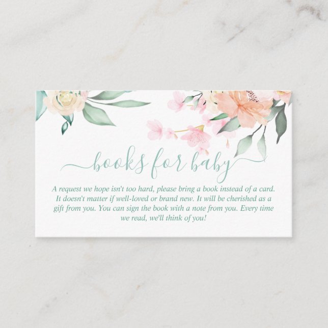 Tarjeta De Recepción Libros para Baby Floral Wreath Oh Baby (Anverso)