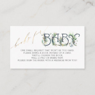 Tarjeta De Recepción Libros para Baby Gold Green Baby Shower