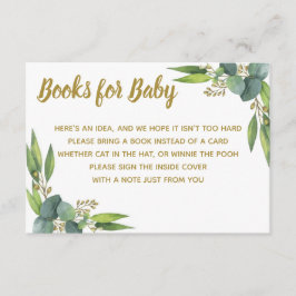 Tarjeta De Recepción Libros para Baby Greenery Gold Insertar en Baby Sh