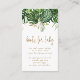 Tarjeta De Recepción Libros para Baby Greenery Gold Tropical Baby Showe