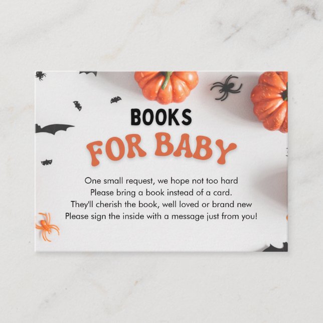 Tarjeta De Recepción Libros para Baby Halloween Baby Shower Un pequeño  (Anverso)