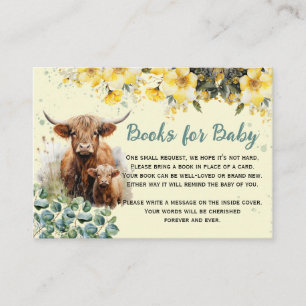 Tarjeta De Recepción Libros para Baby Highland Cow Baby Shower