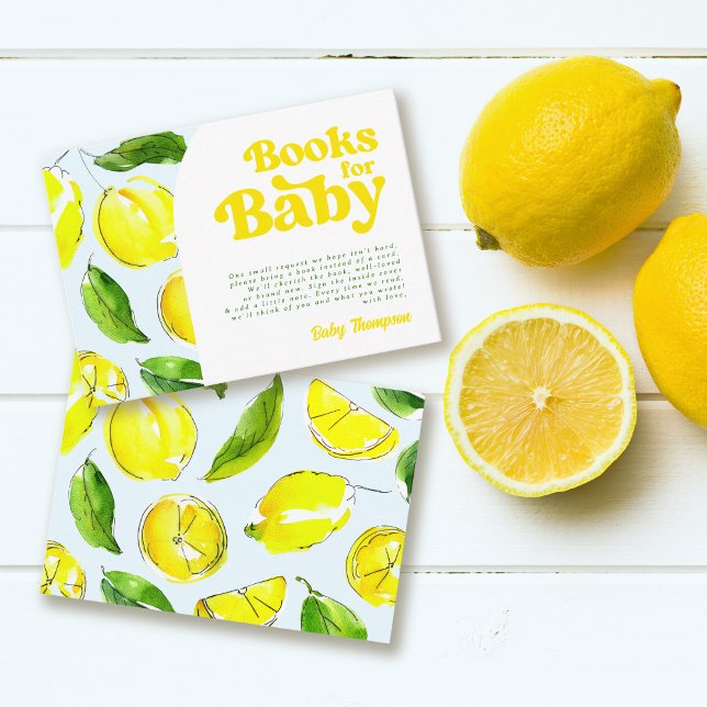 Tarjeta De Recepción Libros para Baby Lemon Retro Baby Shower (Subido por el creador)