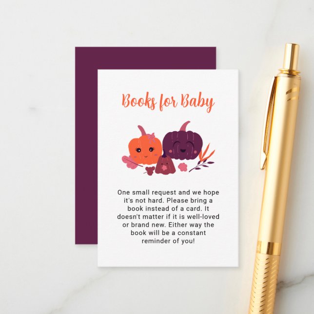 Tarjeta De Recepción Libros para Baby Little Pumpkin Baby Shower (Anverso/Reverso In Situ)