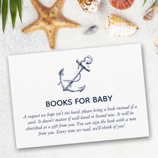 Tarjeta De Recepción Libros para Baby Nautical Anchor Baby Shower White (Subido por el creador)