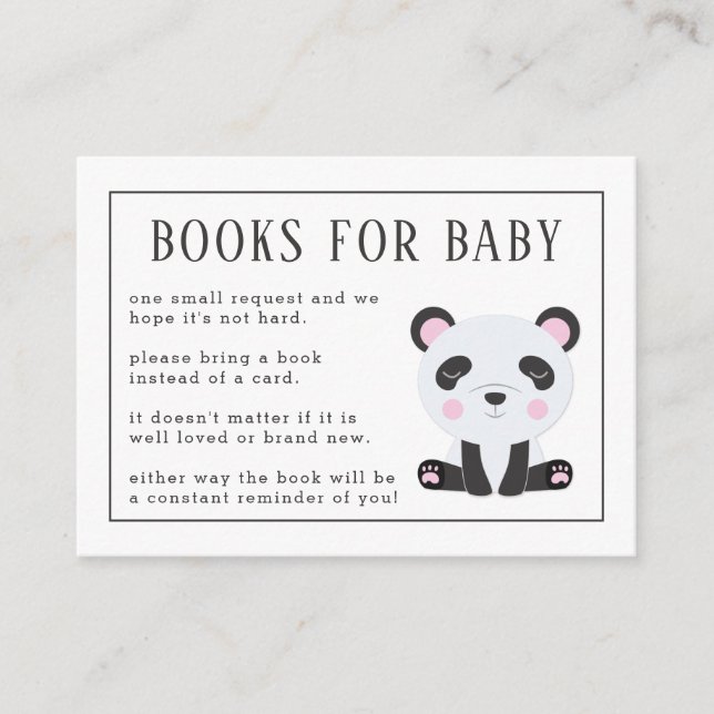 Tarjeta De Recepción Libros para Baby Panda Baby Shower (Anverso)
