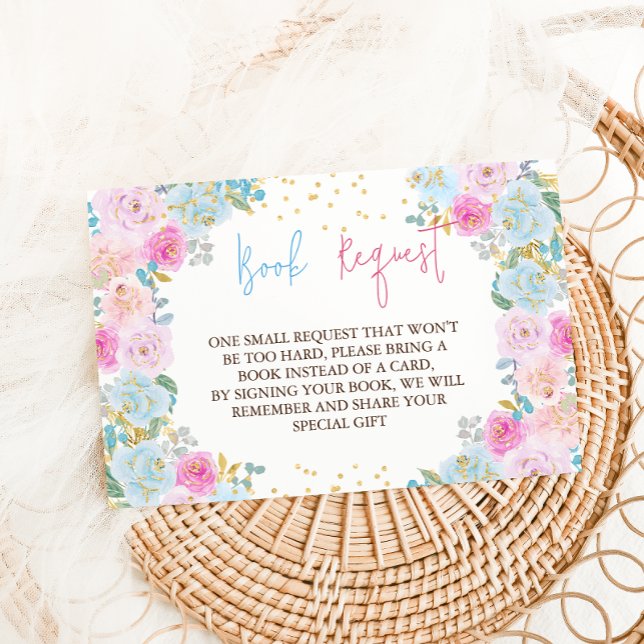 Tarjeta De Recepción Libros para Baby Pink Blue Floral (Subido por el creador)