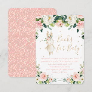 Tarjeta De Recepción Libros para Baby Pink Floral Algunos conejitos