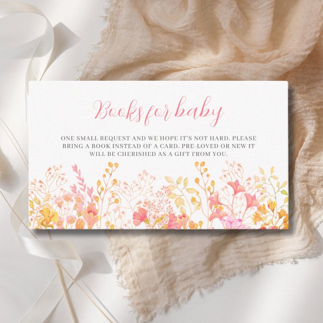 Tarjeta De Recepción Libros Para Baby Pink Floral Baby Shower (Subido por el creador)